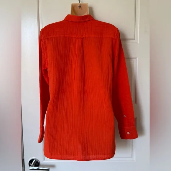 NWT J Crew Orange classic fit gauzy shirt, size 0 - Picture 5 of 8